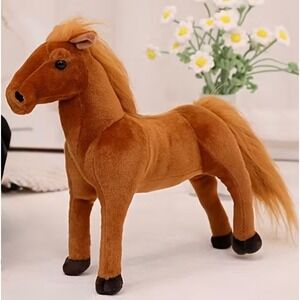 Brown Plush Horse‎ Stuffed Animal Toy Soft Realistic Pony Pal Cute Decor New